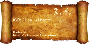 Kólya Albert névjegykártya