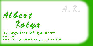 albert kolya business card